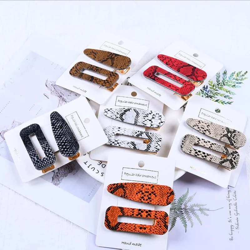 1 шт. заколка для волос из искусственной кожи с леопардовым принтом | Красота и