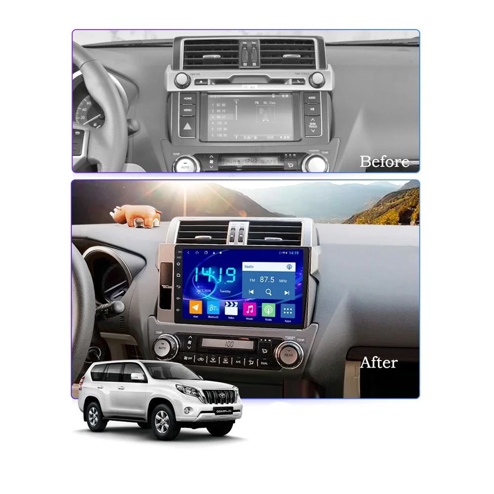 Навигатор GPS 4G+64G для Toyota Prado 2014-2017 автомобильное радио coche DVD мультимедиа плеер авторадио carplay android auto звуковая система Atoto on.