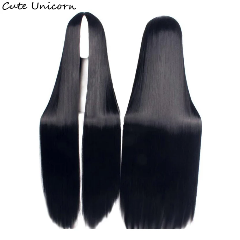 

Universal Middle Part Long Straight black white Wig men women Anime Cartoon Cosplay Wig Central Parting Wigs Synthetic fake hair