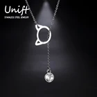 Модное ожерелье Unift с подвеской в виде кошки из нержавеющей стали с кристаллами для женщин, милый Повседневный чокер серебристого цвета, винтажное украшение