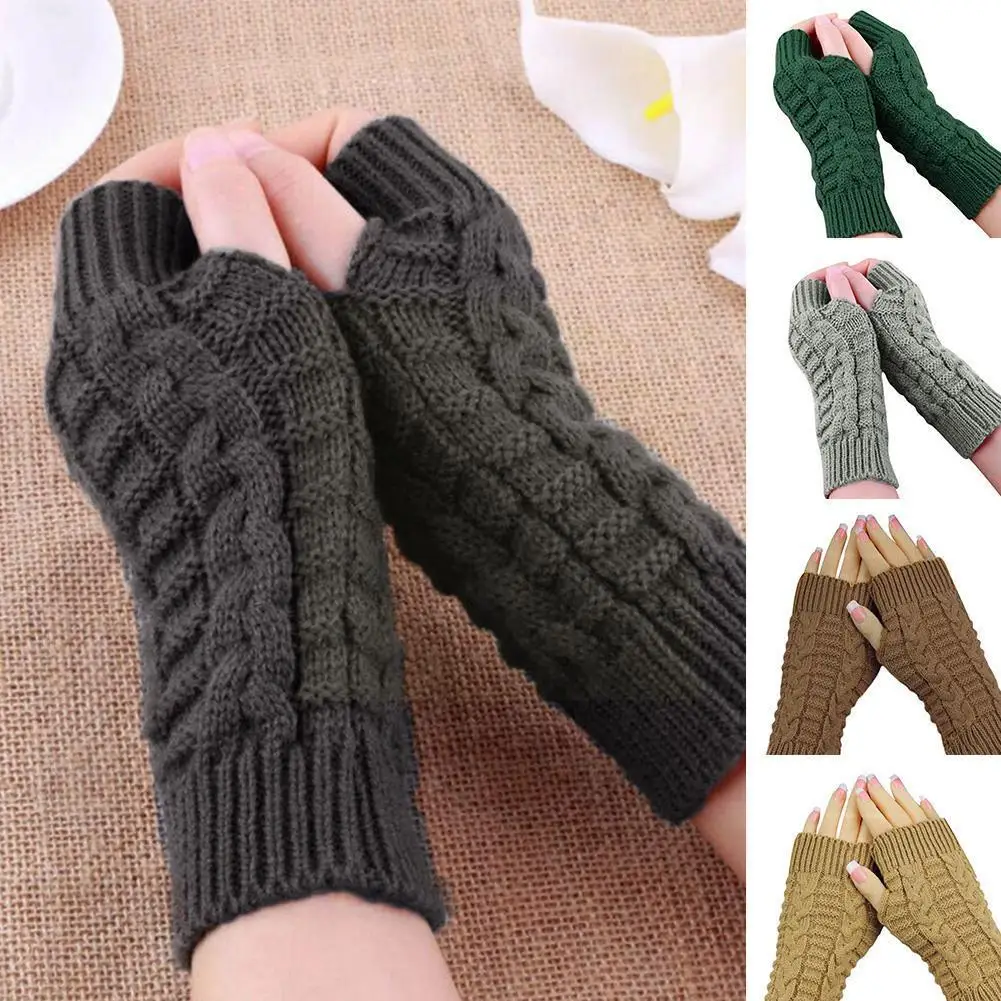 

Half-finger Woolen Flat Gloves Warm Gloves Wool Warmth Knitted Short Gloves Winter Fashion Warm U9S0