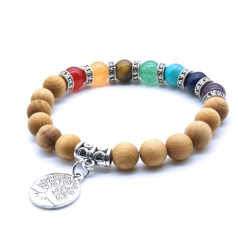 Дерево жизни 7 Чакр камень ароматерапия деревянные бусины эфирное масло диффузор