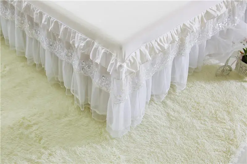42 Новые 100% хлопковые постельные юбки белое кружевное покрывало с вышивкой