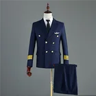 Костюм мужской темно-синийчерный, пиджак и брюки капитана, Свадебный приталенный костюм для жениха, блейзер-смокинг для вечевечерние, 2 предмета