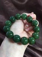 16mm genuine green natural hetian jade gemstone stretch big round crystal bead powerful natural stone bracelet for women men