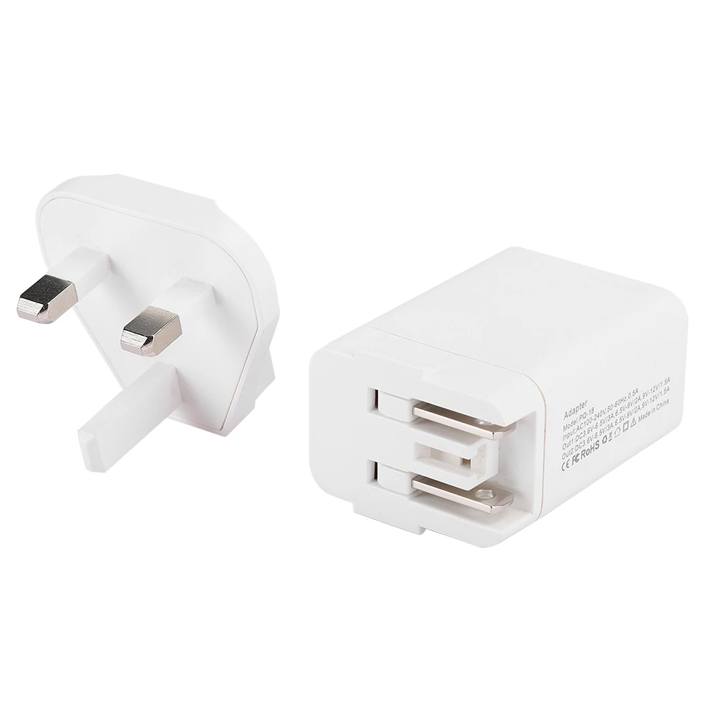 Складное Сетевое зарядное устройство с двумя USB-портами 18 Вт адаптер для быстрой
