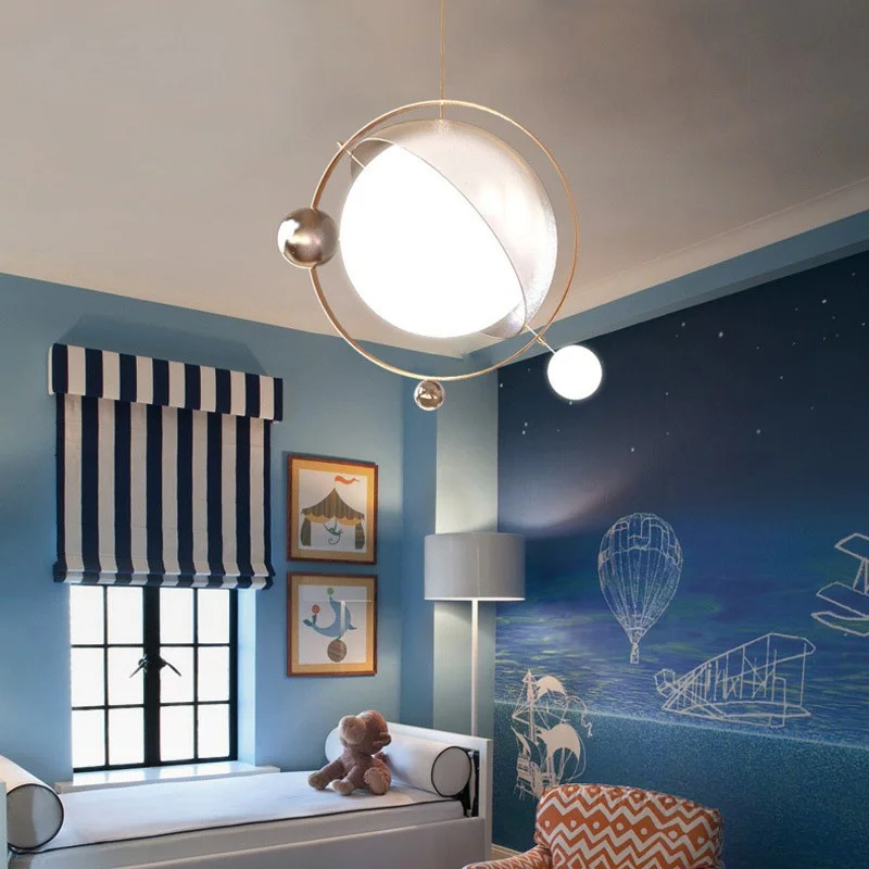 

Современные светодиодные потолочные люстры с планетами, лампа для ресторана, детской комнаты, лампа для лофта, декоративный шнур, регулируе...