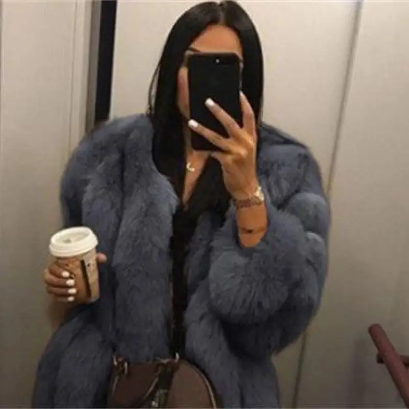 5XL меховое пальто теплое плюшевое из лисьего меха брендовая Меховая куртка