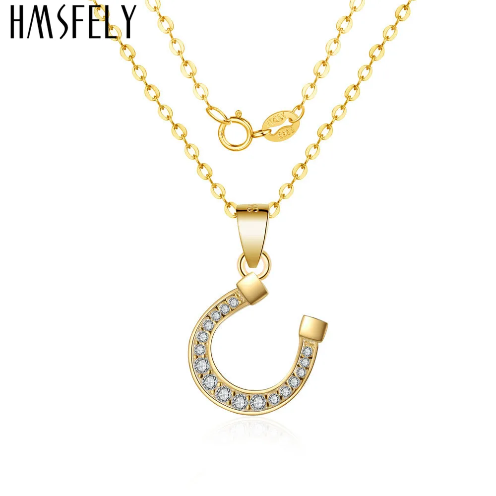 HMSFELY Настоящее серебро 925 Lucky Charm подвеска в виде подковы ожерелье U Форма