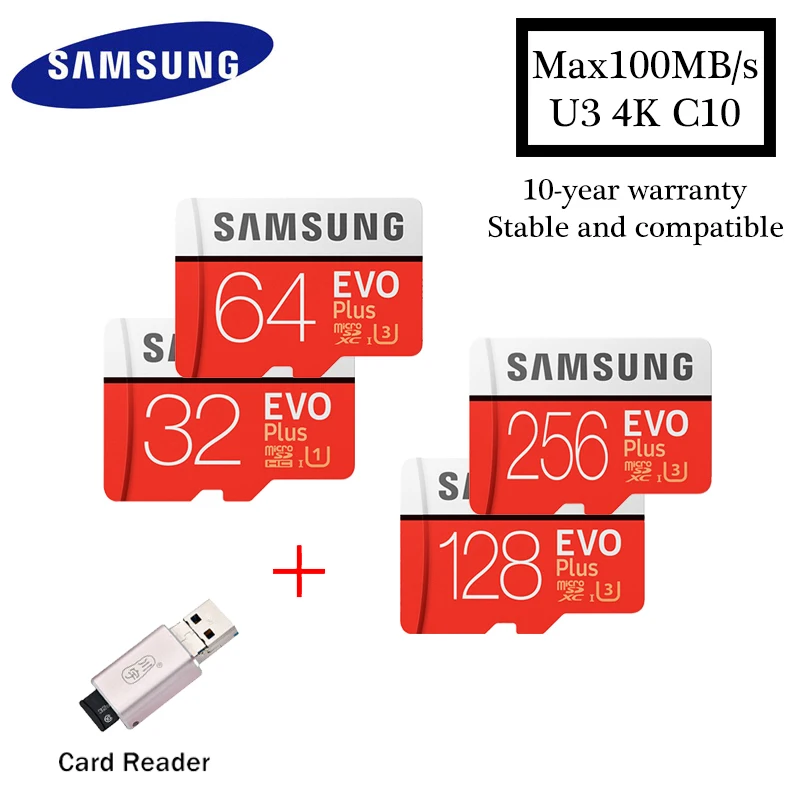 Карта памяти samsung EVO PLUS Micro sd 32 Гб 64 128 ГБ 256 UHS I 100 м/с класс 10 U3 TF карта SDHC SDXC с