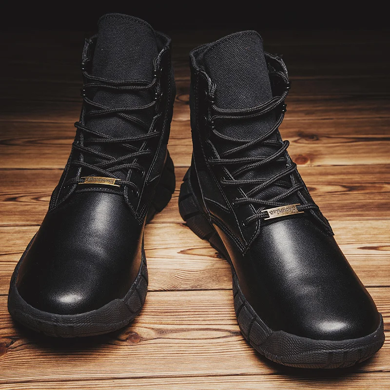 

Botas Спортивная повседневная обувь мужские кожаные Мужские модельные Ботинки рабочие модные мужские кроссовки 2020 черные мужские