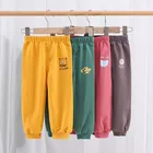 Весенне-осенние детские спортивные брюки, однотонные Мультяшные брюки для маленьких мальчиков, модные повседневные свободные детские шаровары, брюки для девочек