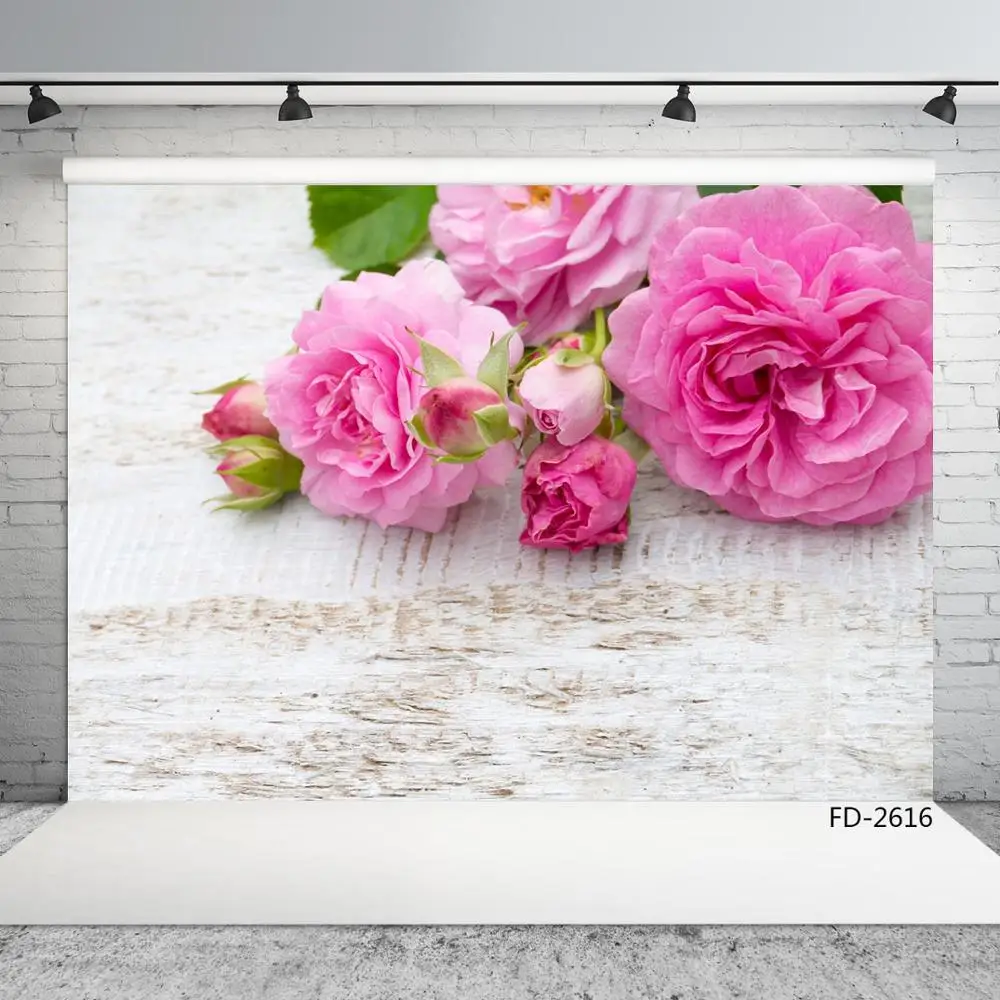 

Фон для фотосъемки новорожденных с деревянной доской и цветами