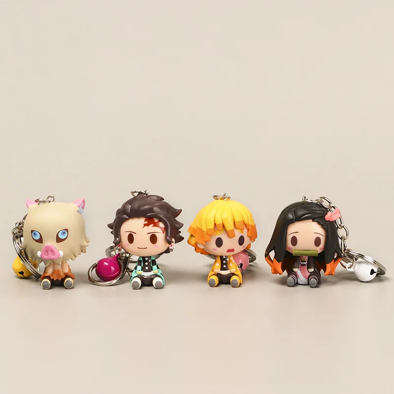 Брелок для ключей аниме рассекающий демонов Kawaii Nezuko Tanjirou Inosuke Zenitsu фигурка