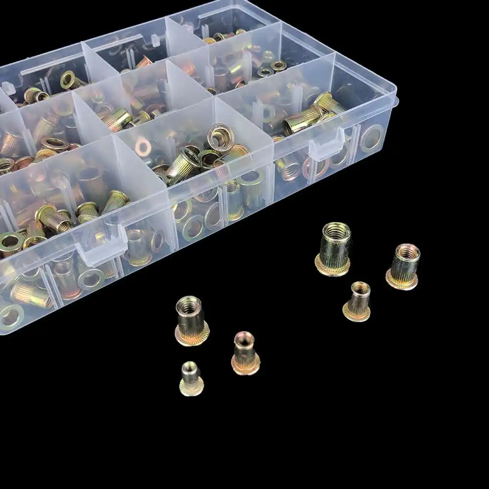 

300x 7 Different Sizes Galvanized Rivet Nuts Set Carbon Steel Corrosion Resistant Steel Zinc Rivet Nut Rivet Nuts