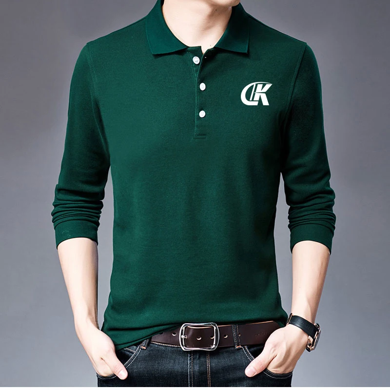 

Brand Printed Long Sleeve Thin Polo Shirt, Men's Casual Sports Shirt Comfortable Breathable Sweat Absorption