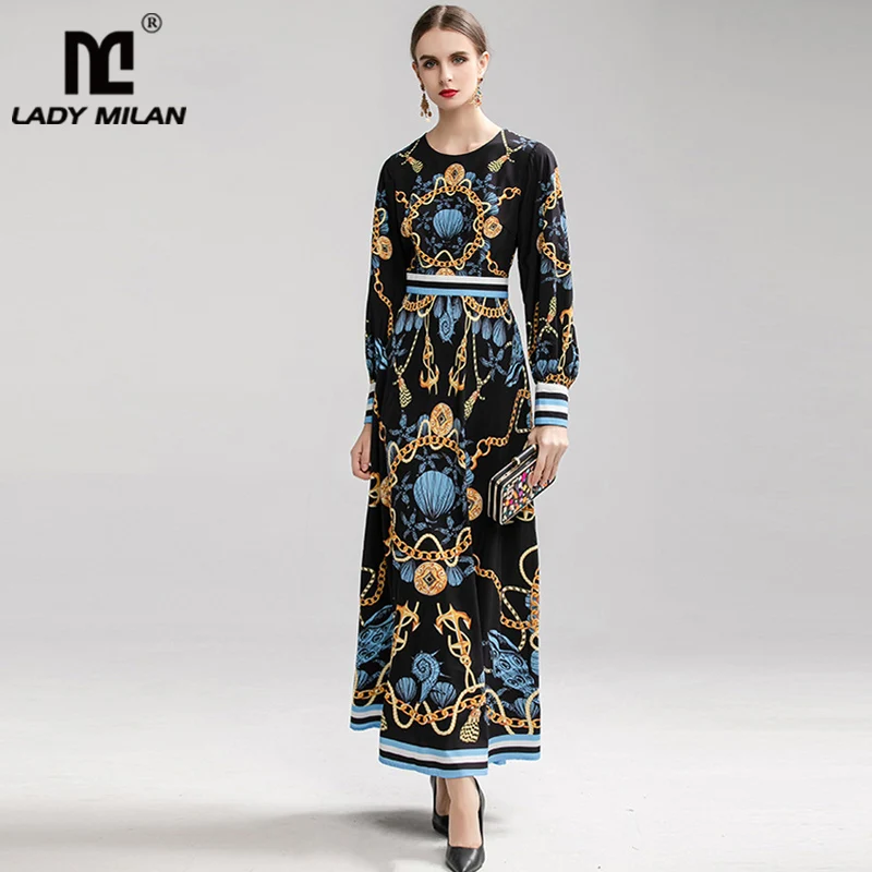 Женские подиумные платья с круглым вырезом и длинными рукавами принтом в полоску