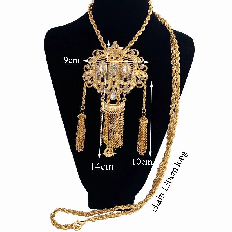 Арабский Золотой хрустальный кулон ажурное ожерелье с двойным лицом Подвеска