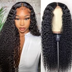 Плотность 250%, вьющиеся человеческие волосы для черных женщин, предварительно выщипанные длинные 30 дюймов, 13x6, прозрачные, с глубокими вьющимися кружевами, фронтальный парик