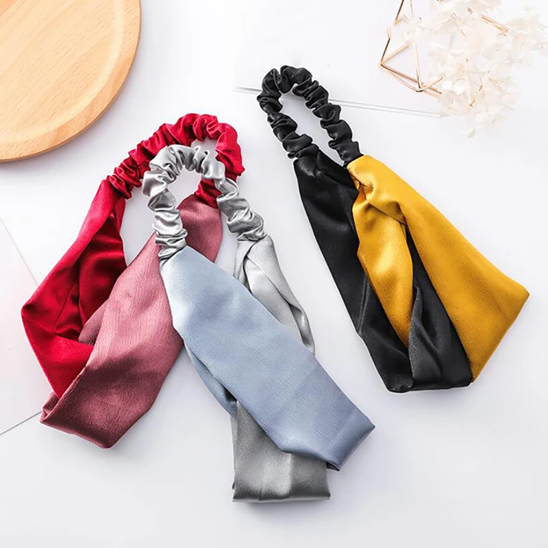 

Women Solid Color Headbands Summer Hair Bands Soft Solid Cross Turban Hairband Hair Accessories Girl Accessories