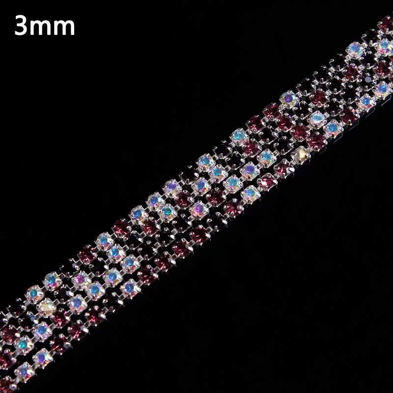 1 ярд долларов США/шт 3 мм цепочки с кристаллами серебрянной акантовкой