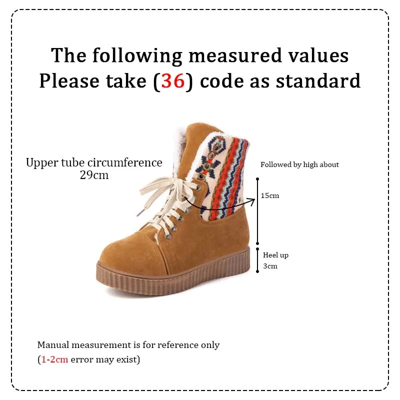 

CEVABULE 2021 New Women Boots for Woman Colored Cloth Short Tube Lace-up Leisure Suede Boots Thick Sponge Cake Snow Boots TYX