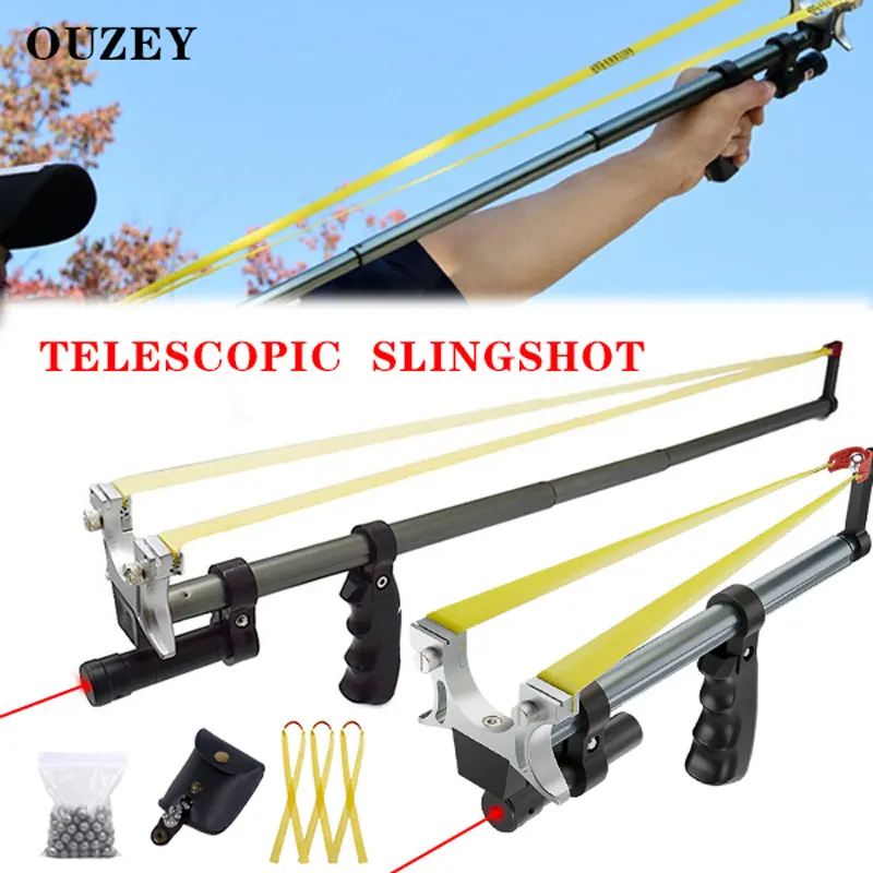 

2022 NEW Straight Rod High Precision Telescopic Slingshot, High-Power Rubber Band Slingshot and Red Laser, Stainless Steel Outd