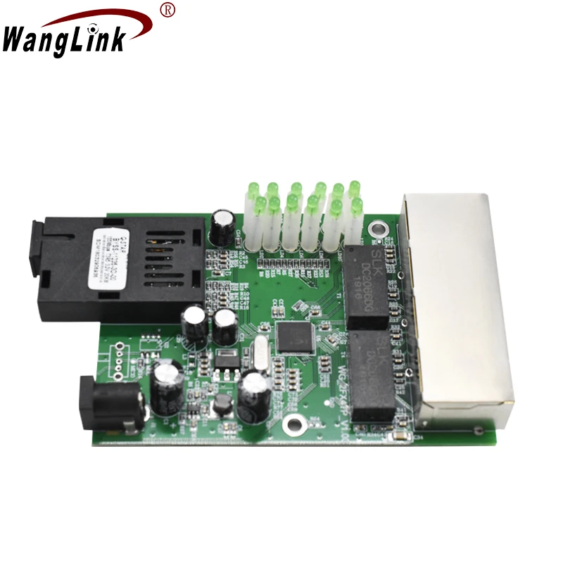 Wanglink Ethernet коммутатор 4 RJ45 1 SC волоконно оптический конвертер порт PCB 10/100