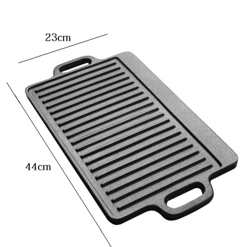 Чугунный непокрытый прямоугольный двусторонний лоток для барбекю в полоску