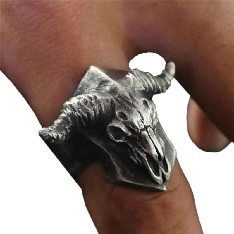Мужское кольцо из титановой стали в готическом стиле стимпанк на палец овчины