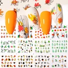 Водные Наклейки для ногтей 12 видов стилей Harunouta, кленовые листья, Геометрические линии, Водные Наклейки для ногтей, декоративные обертки для дизайна ногтей