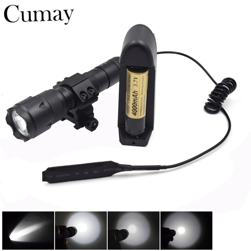Cumay-linterna LED Tactica de 2000 lúmenes, Xml-T6, batería de 4000 mAh, interruptor remoto, pistola