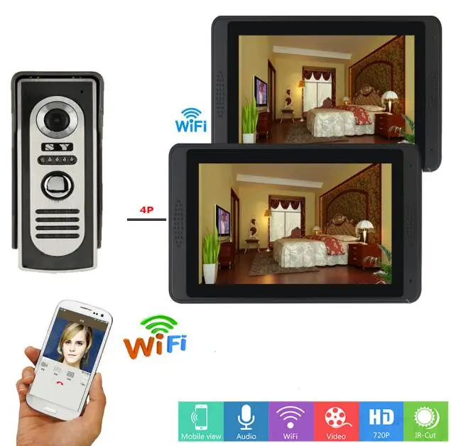 SmartYIBA " Hands-free видео домофон безопасности WiFi видео-звонок Дверной камеры наблюдения визуальный вызов приложение комплекты дистанционного управления - Цвет: 618619M12