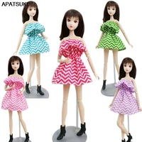 multicolor outfits wave ruffles fashion off shoulder dress for barbie doll clothes party gown doll accessories kids diy toys