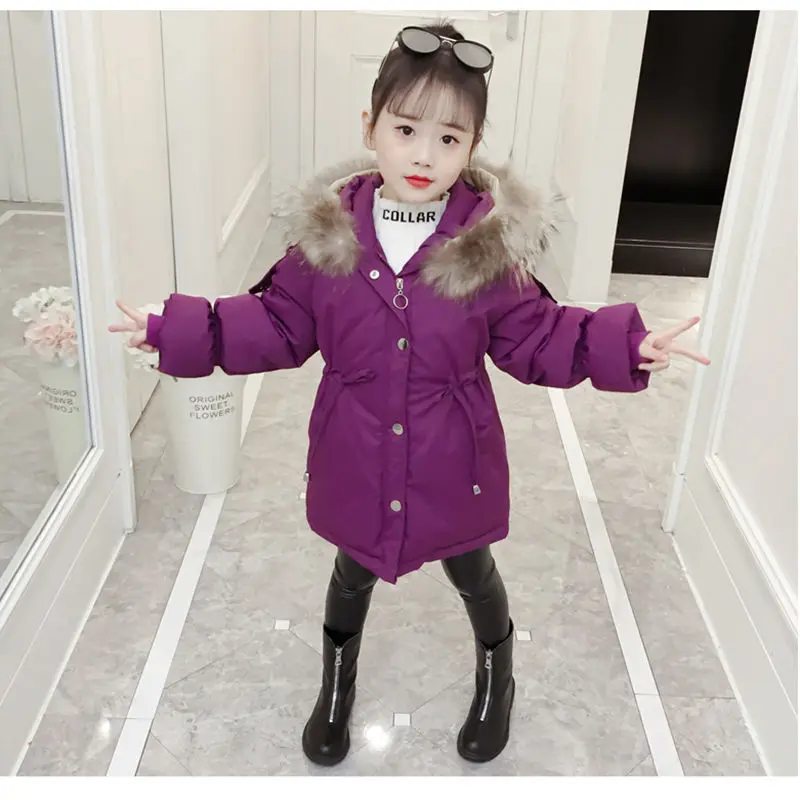  30 градусов Одежда для девочек зимняя куртка утепленное пальто детская бархатная