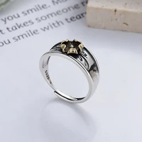 fanru s925 sterling silver vintage three dimensional flower opening ring resizable punk 925 silver jewelry womens ring