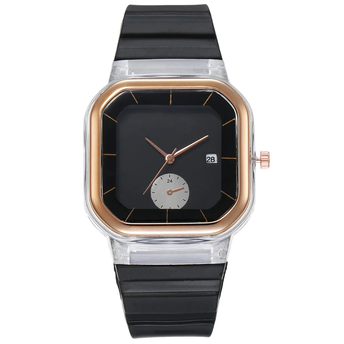 

Square Korean Leisure Student Men And Women Silicone Strap Watch Calendar Quartz Watch