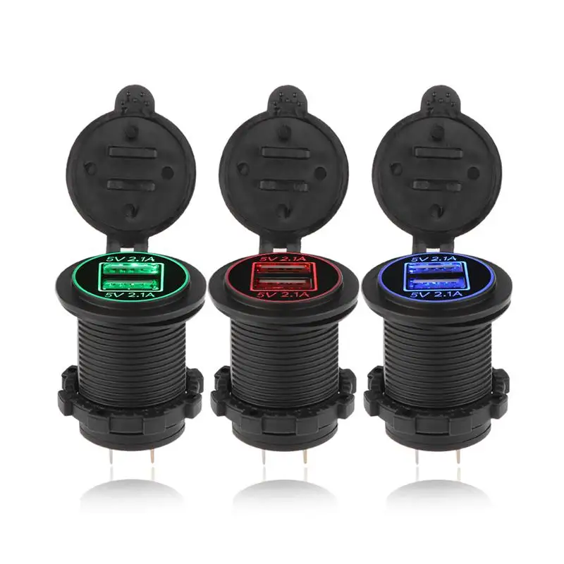 12-24V USB Charger for Motorcycle Auto Truck ATV Boat LED Car 4.2A Dual Socket Power Adapter Outlet |