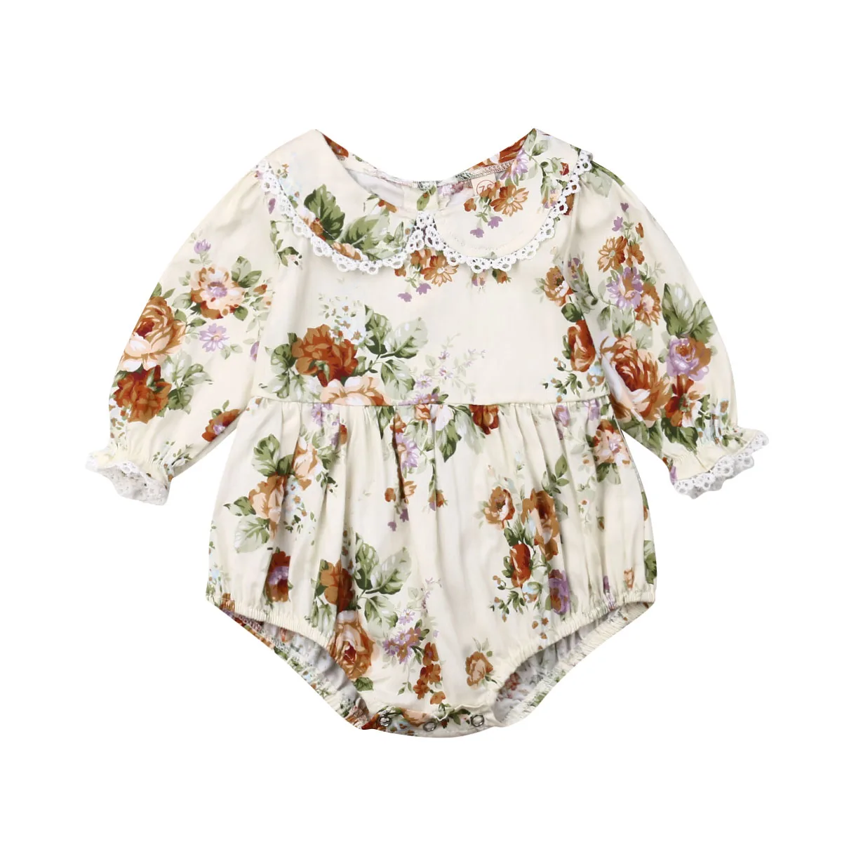 

Little Big Sister Family Matching Clothes Kid Girl Floral Romper Outfits long sleeve flower Ruffle Jumpsuit