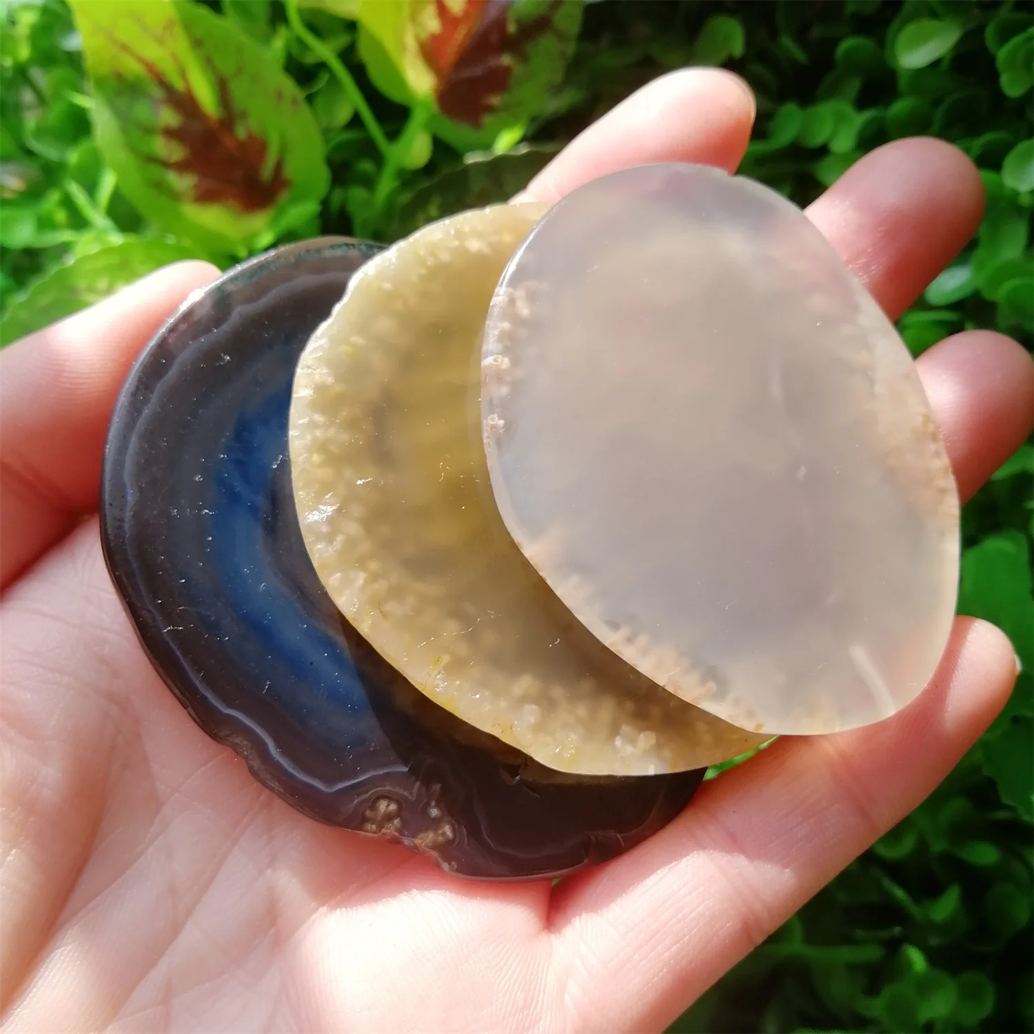 

3Pcs Natural Agate Geode Crystal Slice Brazil Healing Reiki Stone Quartz Mineral Home Decor 5-6cmcm