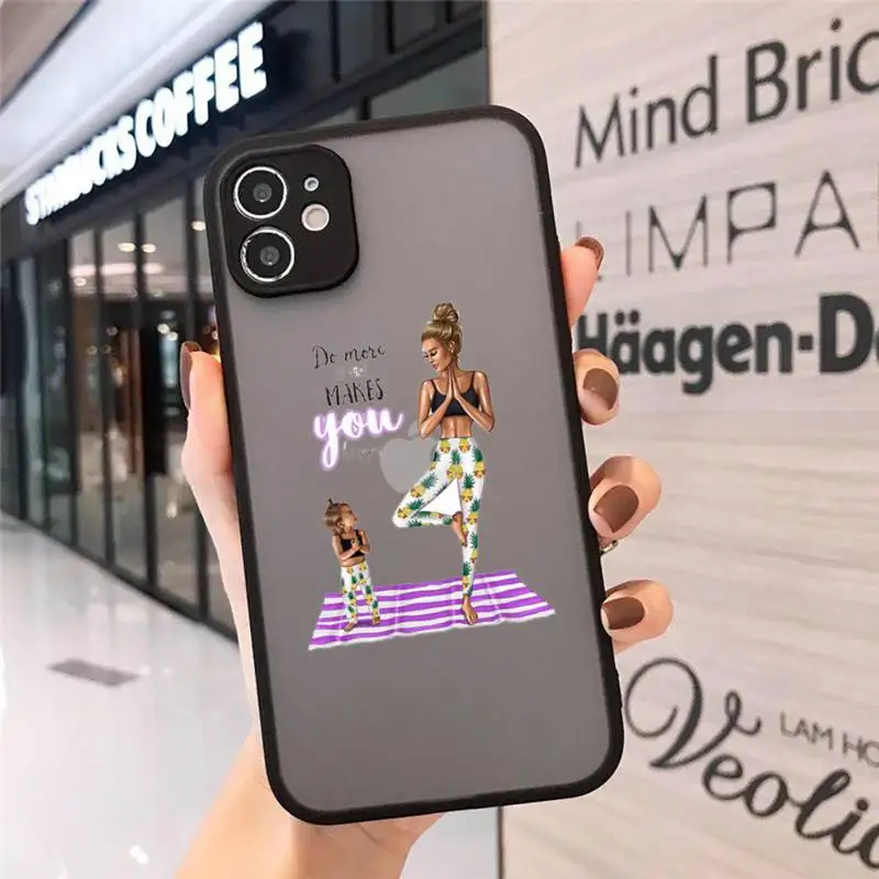 

Mom and baby Phone Case For iphone 12 11 8 7 plus mini x xs xr pro max matte transparent cover