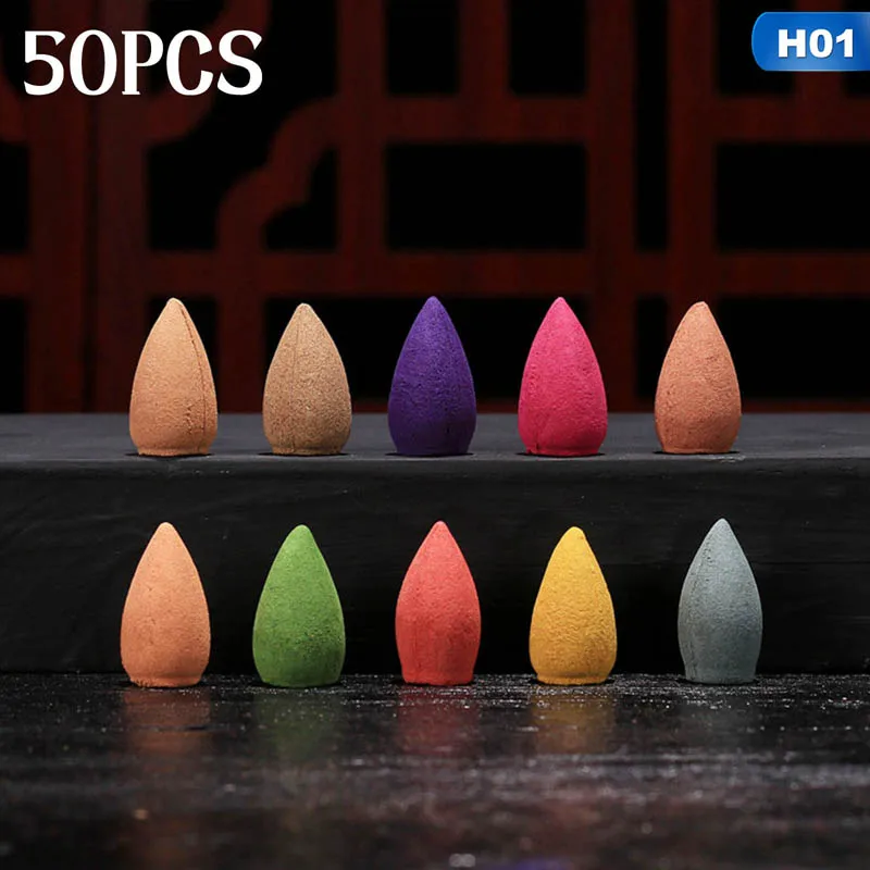 

50 Pcs Bigger Mixed Incense Floral Bouquet Natural Reflux Tower Incense Sandalwood Jasmine Lemon Backflow Incense Bullet