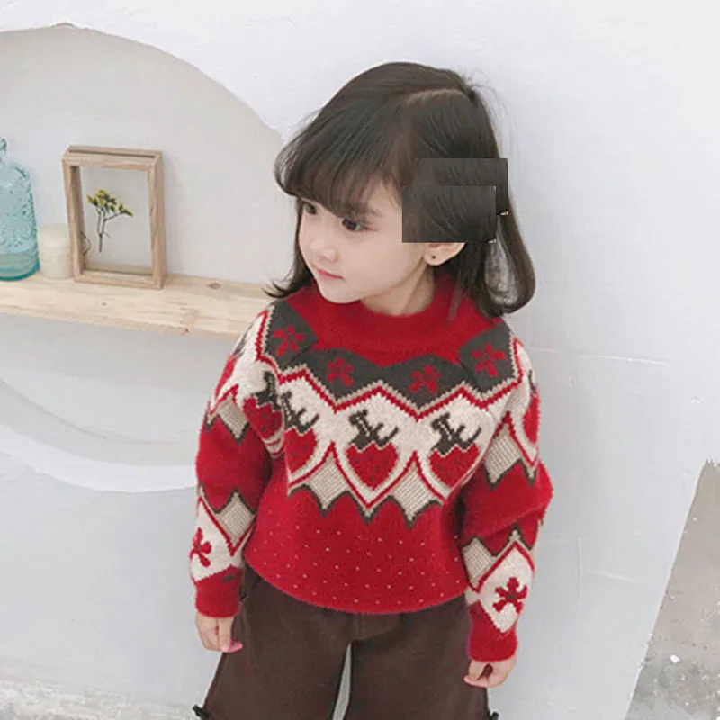 Свитер для девочек пуловер детская одежда с фруктами детские зимние топы