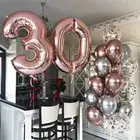 Фольгированный шарик в форме цифры, 40 дюймов, металлический воздушные шары с конфетти цвета розовое золото, 18, 21, 25, 30, для дня рождения ребенка, свадьбы, украшения