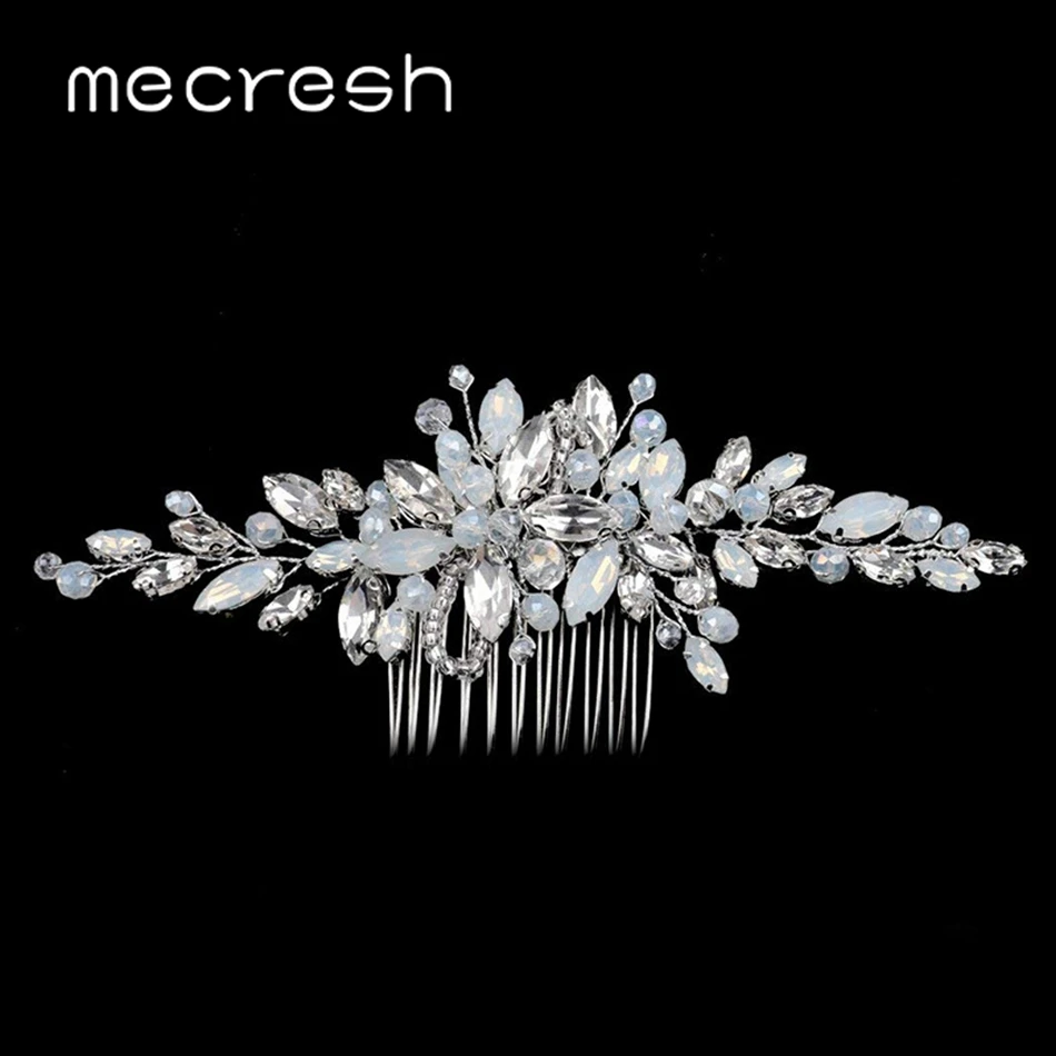 Мех серебряный цвет ручной работы кристалл свадебный гребень для волос