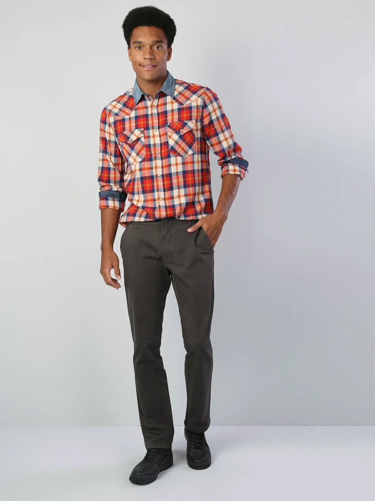 Colins стандартная Brıck с длинным рукавом ShirtMale Модная рубашка для мужчин CL1036307| |