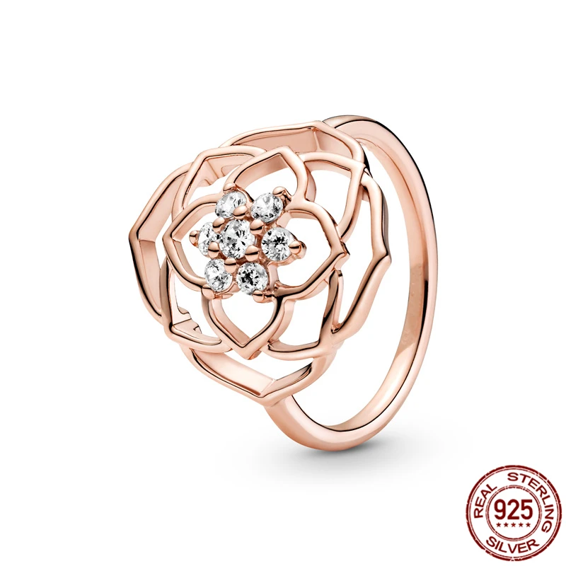 

PANDACH 100% Real Sterling Silver 2020 Spring Flower Lucky Rings Silver Daisy Flower Ring For Women Making Jewelry CMR095