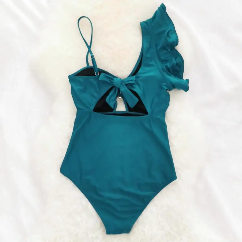 

Sexy One Shoulder Ruffle One Piece Swimsuit Print Floral Swimwear Women Swimsuit Bathing Suit Beachwear Monokini w480