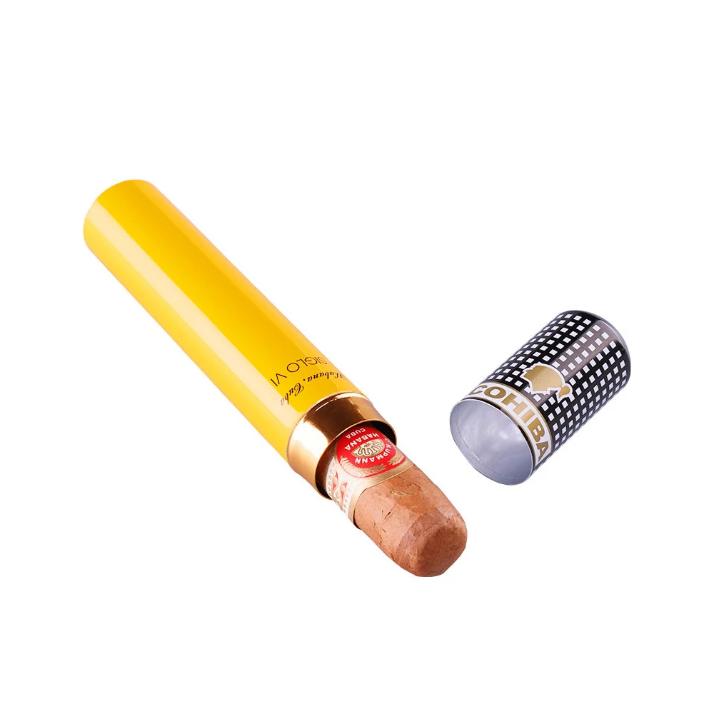 Алюминиевая трубка для сигары одной портативный дорожный хьюмидор Карманный