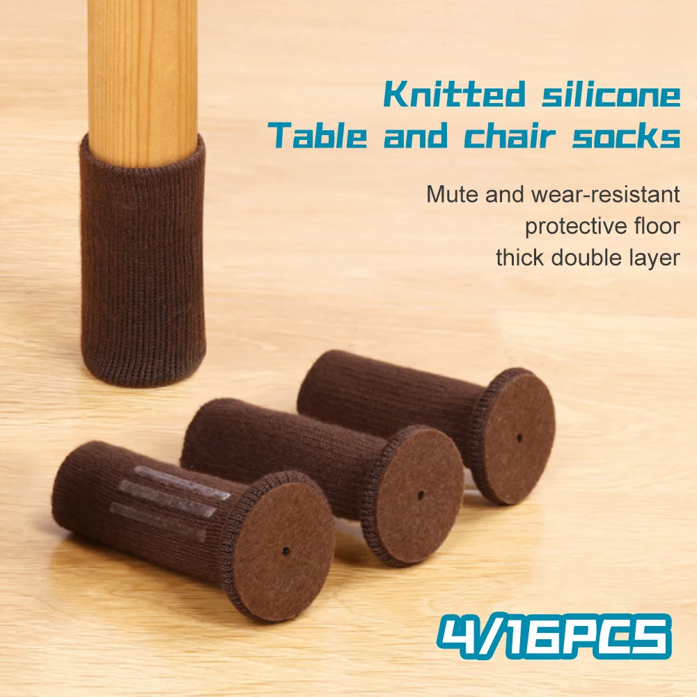 

Furniture Chair Leg Socks Dark Brown Stretchy Anti-Slip Chair Leg Hardwood Floor Protector Thick Chair Leg Cover Reduce Noise